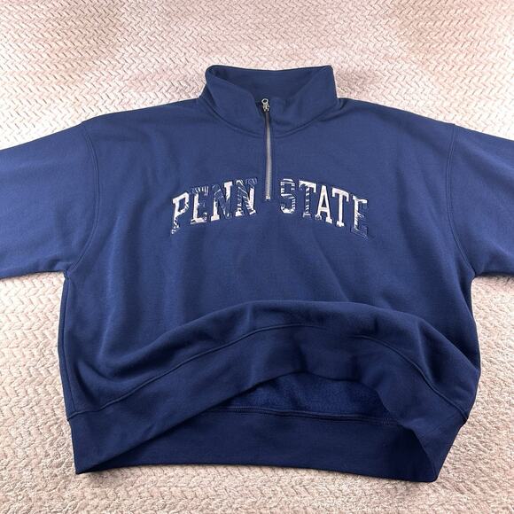 Penn State Women’s 2X Cropped 1/4 Zip Navy Pullover Hoodie NWT - Picture 12 of 16